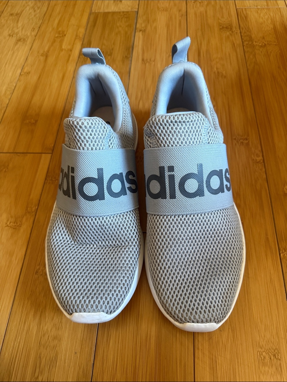 adidas Mens Slip-On Sneakers in Light Gray with Branded Strap